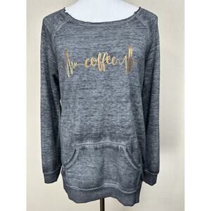Z‎ by Zobha Women's Black/Gray Top Size S Coffee heartbeat burnout Athleisure